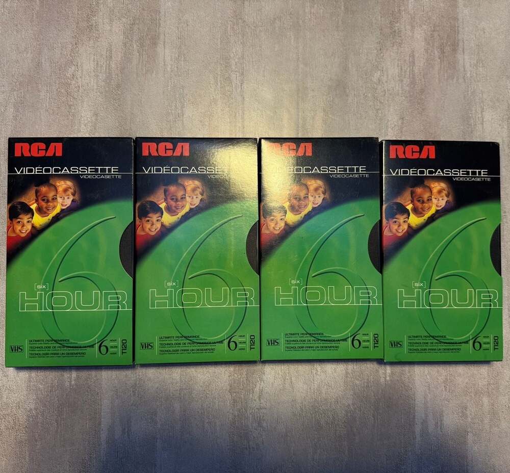 RCA T120 6-Hour Blank VHS Video Cassette Tapes, Lot‎ of 4